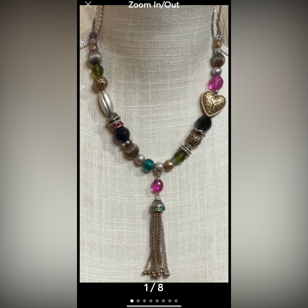 Chicos tazzle and multi colored bead necklace.